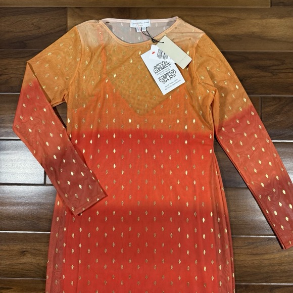 Never Fully Dressed Sz US 12 / UK 16 / EU 44 Sunset Orange Mesh Midi Maxi Dress‎ - Picture 2 of 12